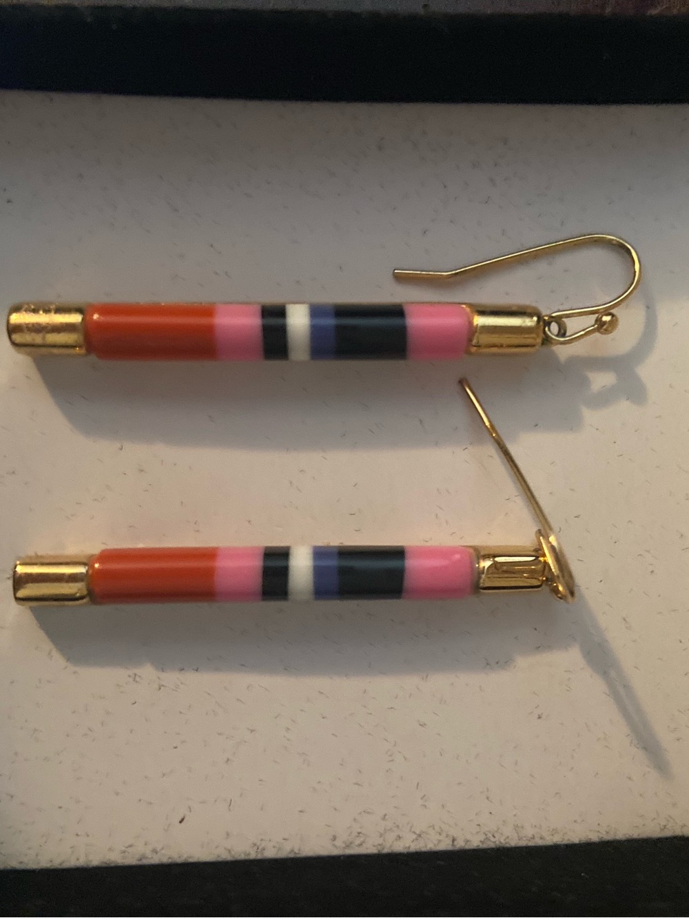 Kate Spade Colorblocked Earrings in gold, Pink, Orange, Black & Blue